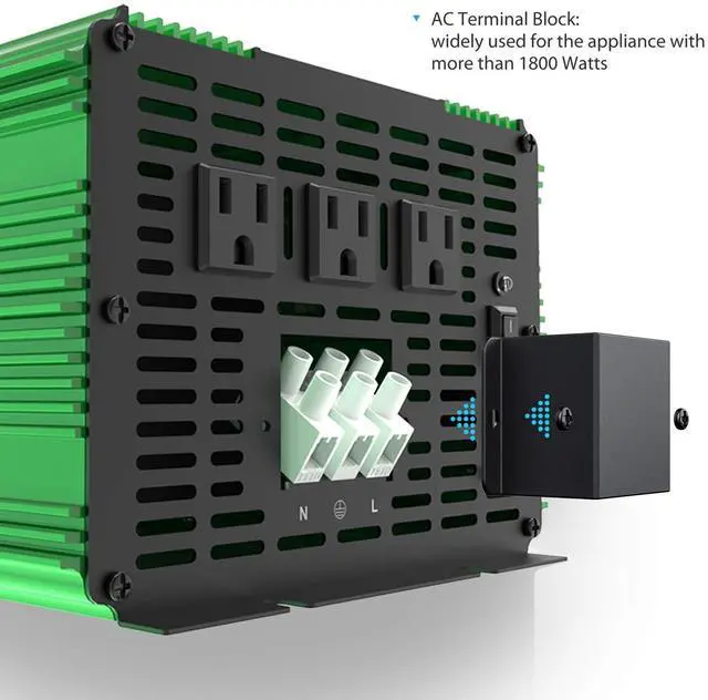 Alt view image 3 of 5 - EDECOA 3000W Pure Sine Wave Power Inverter 3000 Watts DC 12V to 110V 120V AC Solar Inverter with 3 Outlets and AC Terminal Block with Remote Controller