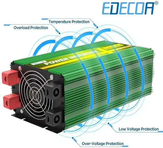 Alt view image 5 of 5 - EDECOA 3000W Pure Sine Wave Power Inverter 3000 Watts DC 12V to 110V 120V AC Solar Inverter with 3 Outlets and AC Terminal Block with Remote Controller