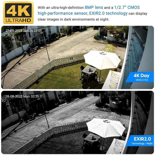 Alt view image 3 of 5 - VIKYLIN 4K 8MP PoE IP Dome Camera Outdoor/Indoor,4K PoE Vandal Dome Security Camera with Human Vehicle Detection,2.8mm Lens,98ft Night Vision,Built-in Mic,IK10/IP67,NDAA Compliant(Not PTZ),White