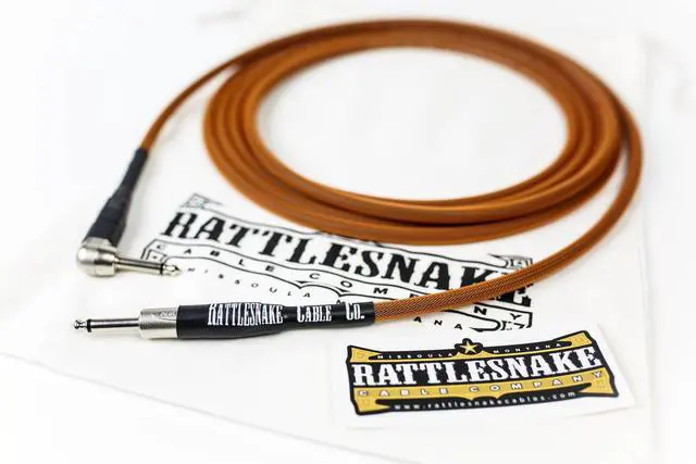 Alt view image 2 of 3 - Rattlesnake Cable - 15 Foot Standard Copper Guitar Instrument Cable Straight to Right Angle 1/4-Inch plugs