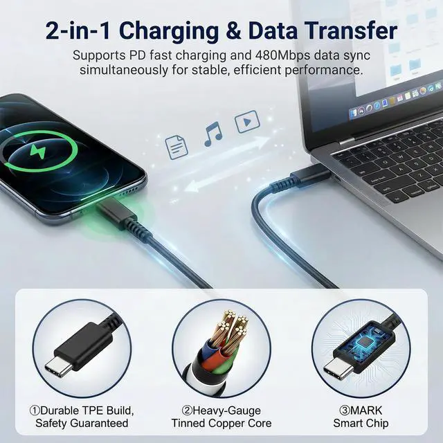 Alt view image 4 of 5 - 45W USB-C Charger for Sonos Move Gen 2/1 & Sonos Play Speaker, Fast Wall Charger with 6.6FT Cable, Replacement Power Adapter for Portable Bluetooth Speaker