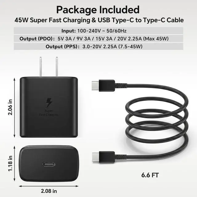 Alt view image 5 of 5 - 45W USB-C Charger for Sonos Move Gen 2/1 & Sonos Play Speaker, Fast Wall Charger with 6.6FT Cable, Replacement Power Adapter for Portable Bluetooth Speaker