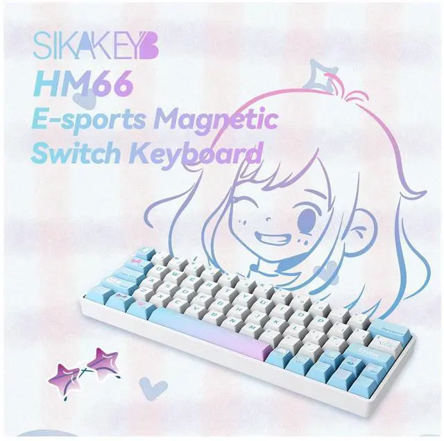 Main image of SIKAKEYB HM66 Wired 60% Magnetic Gaming Keyboard, Hot Swappable Mechanical Keyboard with Gateron Magnetic Jade Switches, 0.01-4.0mm Adjustable Actuation & 8K Polling Rate, PBT Dye-Sub Keycaps