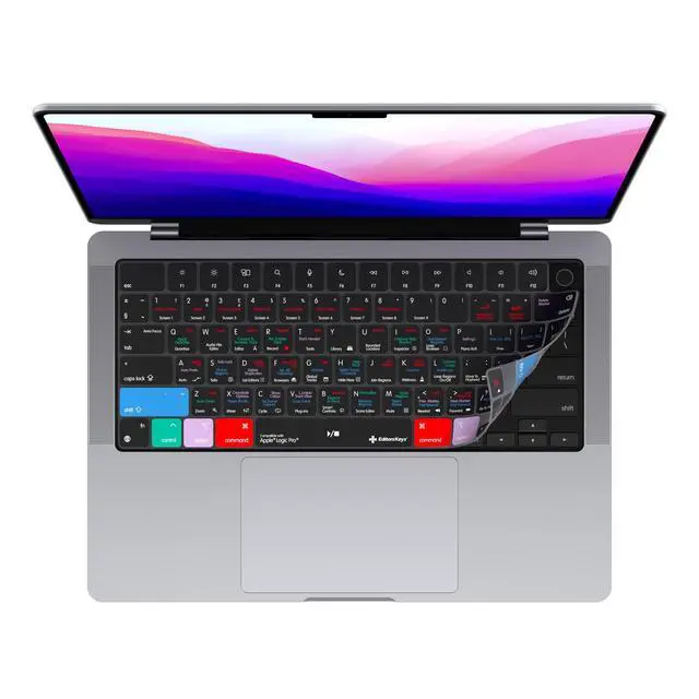 Alt view image 2 of 5 - Logic Pro Keyboard Cover for 14" and 16" MacBook Pro with M Series Chips Chips 2021+ and MacBook Air M2-M4- All of the Shortcuts at Your fingertips