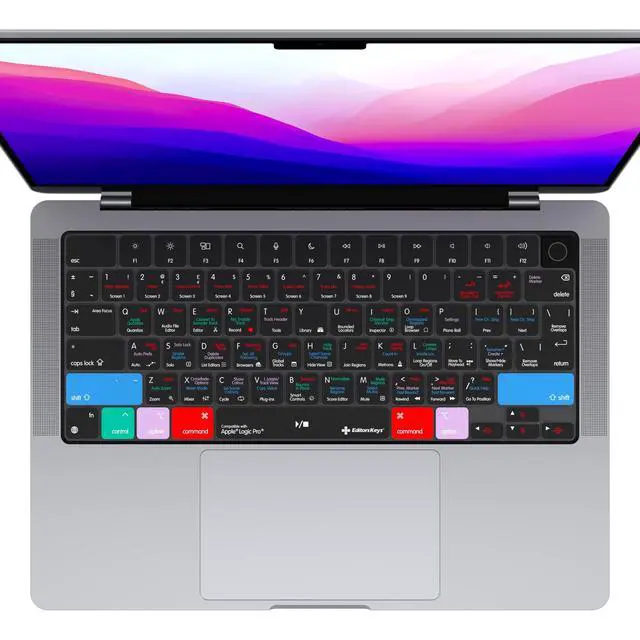 Alt view image 3 of 5 - Logic Pro Keyboard Cover for 14" and 16" MacBook Pro with M Series Chips Chips 2021+ and MacBook Air M2-M4- All of the Shortcuts at Your fingertips