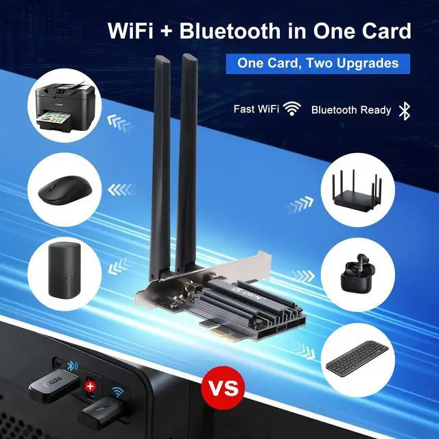 Alt view image 4 of 5 - WiFi 7 PCIE Card 9.3Gbps 802.11BE WiFi 6E Card with Bluetooth 5.4 Tri-Band 4K QAM 320MHz WiFi 7 BE200 Inside Wireless Network Adapter for PC Desktop Supports Windows 10/11 (Not for AMD Mother
