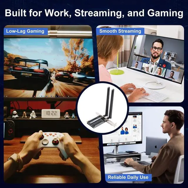 Alt view image 5 of 5 - WiFi 7 PCIE Card 9.3Gbps 802.11BE WiFi 6E Card with Bluetooth 5.4 Tri-Band 4K QAM 320MHz WiFi 7 BE200 Inside Wireless Network Adapter for PC Desktop Supports Windows 10/11 (Not for AMD Mother