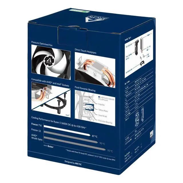 Alt view image 3 of 5 - ARCTIC Freezer 7 X - Dispositivo di raffreddamento CPU Multi-Compatibile Compatto, Ventola PWM 100 mm, Compatibile con Intel e AMD, 300-2000 RPM (controllato da PWM), Pasta termica MX-2 Pre-appl