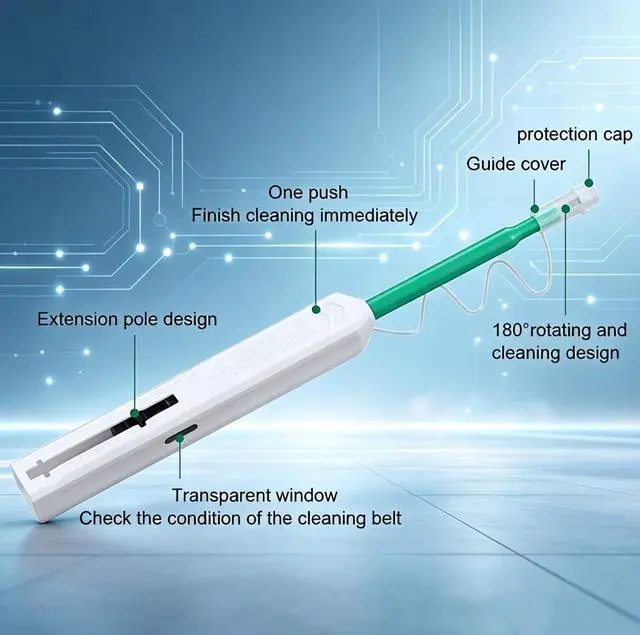Alt view image 5 of 5 - Fiber Optic Cleaning Pen for 2.5mm SC/FC/ST Connectors, Push-Action Cleaner with Extendable Probe, UPC/APC Compatible, 800+ Cleans, ESD-Safe - 10 Pack