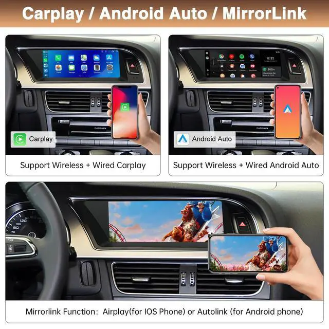Alt view image 4 of 5 - 8.9 Inch Carplay Wireless Screen for Audi A5 2009-2015 Year with 3GMMI Android Auto Display Support OEM Function,Siri,Airplay,Autolink