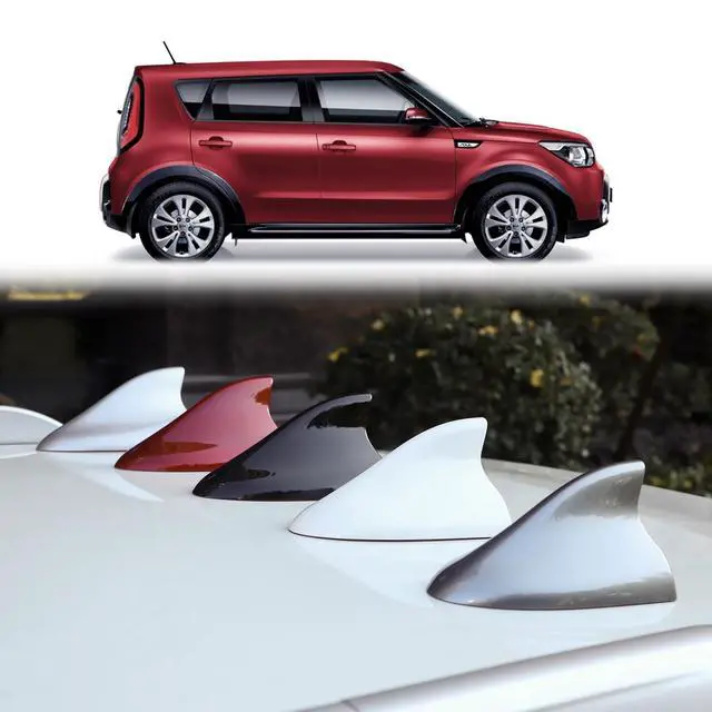 Alt view image 3 of 5 - Ramble- for KIA Soul-(2010-2014) ^^ Automotive Roof Antenna Mast Replacement, Car Modification, Functional Shark Fin Cover (Dark Red)
