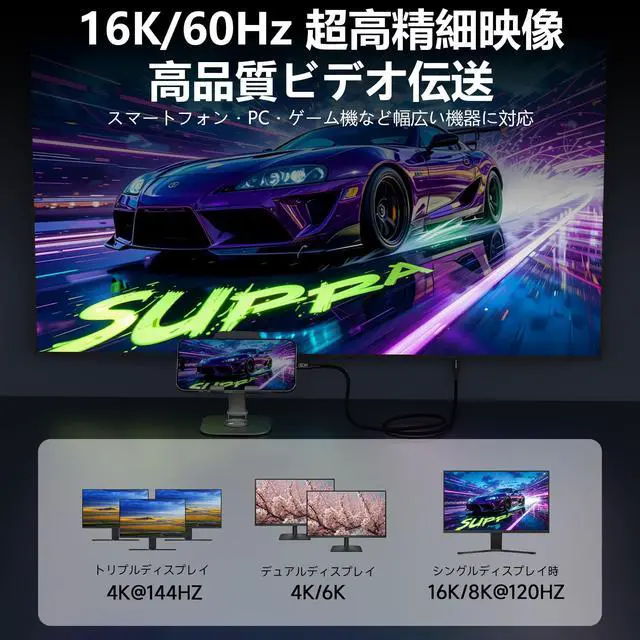 Alt view image 3 of 5 - Smoizheff 0.5m USB-C to USB-C Cable 80Gbps 240W PD 3.1, USB4 v2.0 Data Charging Cable with 16K@60Hz Video Output, Compatible with Thunderbolt 4/3, for Laptops, Monitors, SSDs, 1.6FT