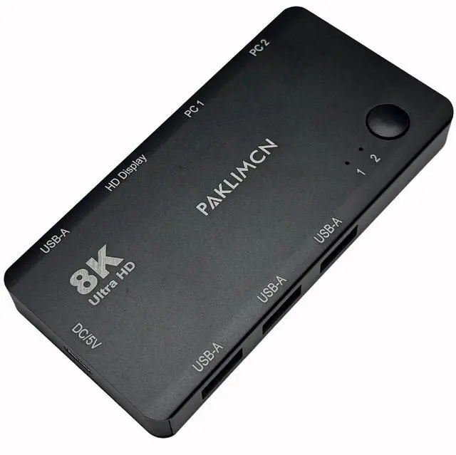 Main image of 2 Port USB-C KVM Switch, 2 USB-C to 1 HDMI 8K@60Hz Screen,Thunderbolt 3/4 Compatible, 4 USB-A Port, for Dual PC, 2 Computers Share 1 HDMI Monitor & USB Peripherals, No HDMI Cable(HDMI Monitor)