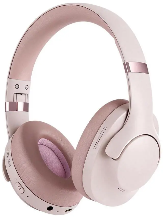 Main image of Pink Hybrid Active Noise Cancelling Bluetooth ANC Headphones Wireless Noise Cancelling Over Ear Headphoens Headset Workout Gym Sound Cancelling Soundproof Headphones for Airplane Travel Gym Men