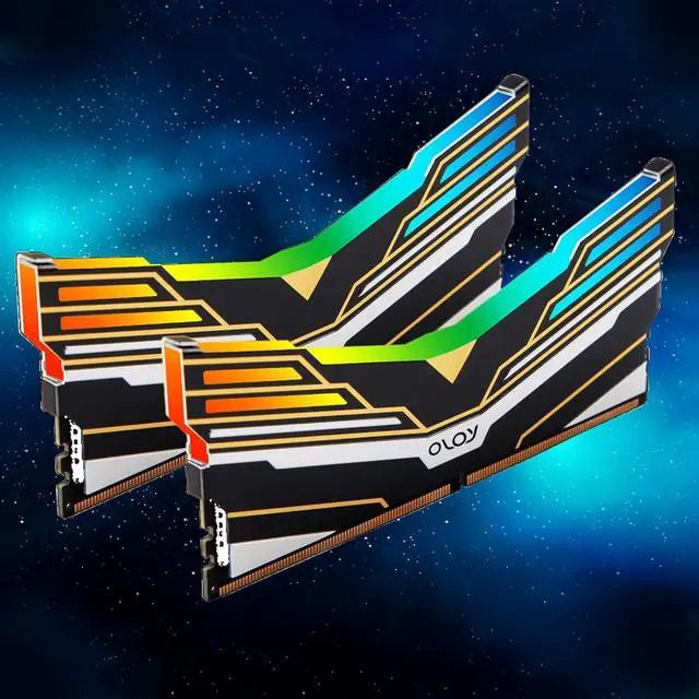 Alt view image 3 of 5 - OLOy DDR4 RAM 16GB (2x8GB) Black Warhawk Aura Sync RGB 2666 MHz CL19 1.2V 288-Pin Desktop UDIMM (MD4U0826191BE0DA)