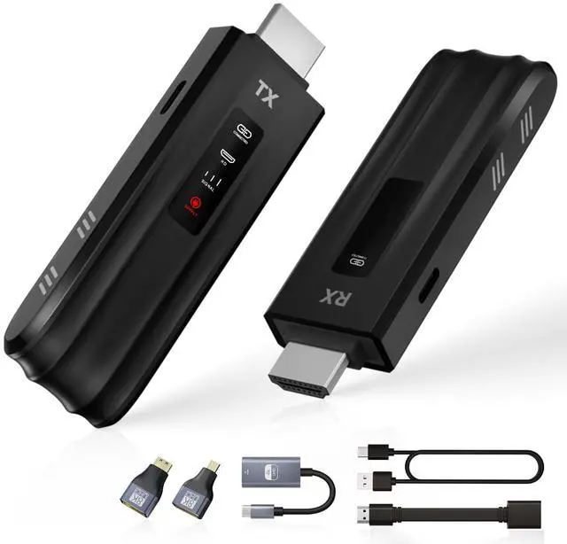 Main image of Moman Wireless HDMI Transmitter and Receiver Portable with LED Screen 50m/164FT, Plug & Play Wireless Extender for Streaming Video to Monitor from Laptop/Pc/Smartphone