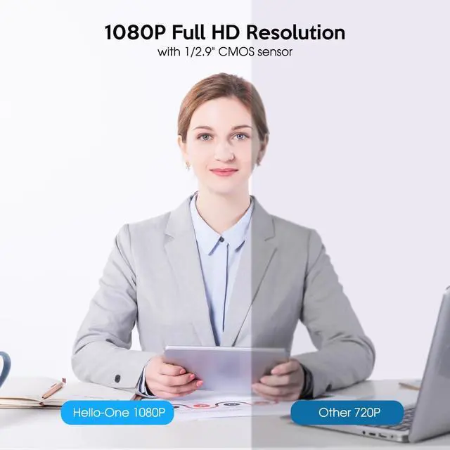 Alt view image 3 of 5 - TOALLIN 1080P Webcam for Windows Hello Face Login, IR Facial Recognition, Windows Hello Compatible Webcam with Microphone, Computer Camera, Wide Angle View USB Web Camera with Privacy Cover
