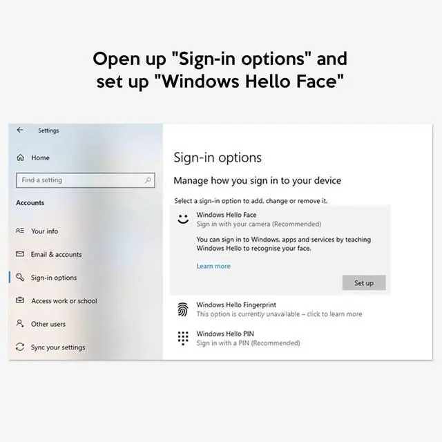 Alt view image 5 of 5 - TOALLIN 1080P Webcam for Windows Hello Face Login, IR Facial Recognition, Windows Hello Compatible Webcam with Microphone, Computer Camera, Wide Angle View USB Web Camera with Privacy Cover