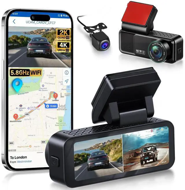 Main image of 4K Dual Dash Cam Front and Rear with 5Ghz WiFi, GPS, ADAS & Blind Spot Detection, 3.16" IPS 4K-3840 * 2160P Car Dash Camera, APP Control, Night Vision, 24/7 Parking Mode, G-Sensor