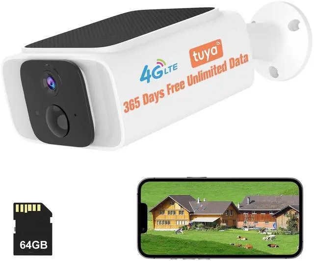 Main image of 4G LTE Cellular Security Camera Outdoor Wireless, 365-Day Free Unlimited Data No WiFi Solar Powered Security Camera, 2K Color Night Vision, PIR Motion Detection, 2 Way Talk, Built-in SIM, 64GB