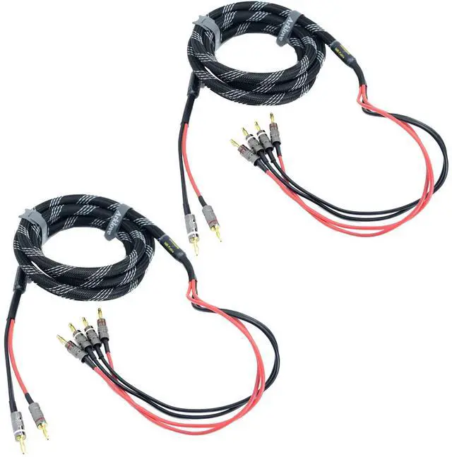 Main image of Arklove 10ft 2packs 13awg Speaker Cable Premium Heavy Duty Braided Wire Dual Banana 2 Plug to 4 Banana Male Plugs Frequency Division 2 Banana Plugs - 4 Banana Plugs 1pair