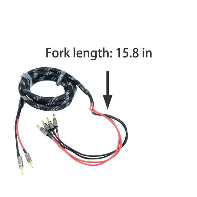 Alt view image 2 of 5 - Arklove 10ft 2packs 13awg Speaker Cable Premium Heavy Duty Braided Wire Dual Banana 2 Plug to 4 Banana Male Plugs Frequency Division 2 Banana Plugs - 4 Banana Plugs 1pair