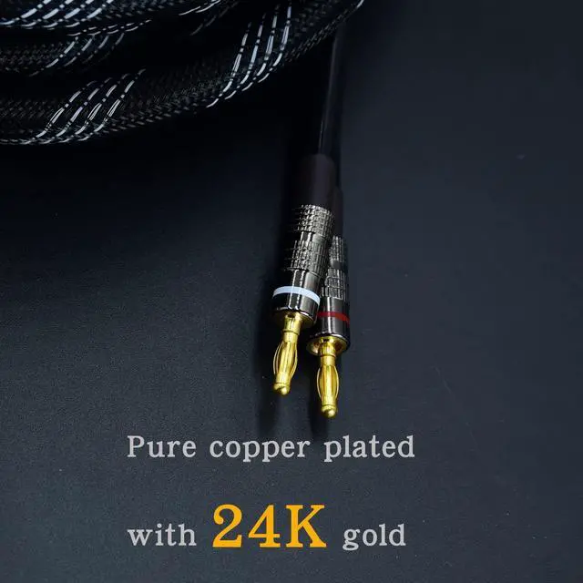 Alt view image 4 of 5 - Arklove 10ft 2packs 13awg Speaker Cable Premium Heavy Duty Braided Wire Dual Banana 2 Plug to 4 Banana Male Plugs Frequency Division 2 Banana Plugs - 4 Banana Plugs 1pair
