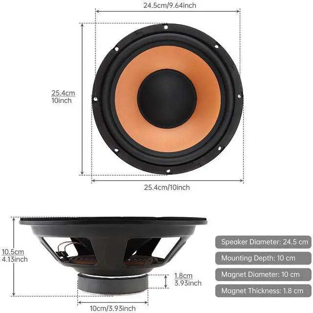 Alt view image 2 of 5 - DriSentri 10 Inch Bass Loudspeaker Woofer Speaker, 2 Pieces Car Speakers Wide Frequency Response Car Audio Stereo Speaker for Car Audio/Home Theaters