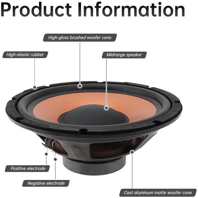 Alt view image 5 of 5 - DriSentri 10 Inch Bass Loudspeaker Woofer Speaker, 2 Pieces Car Speakers Wide Frequency Response Car Audio Stereo Speaker for Car Audio/Home Theaters