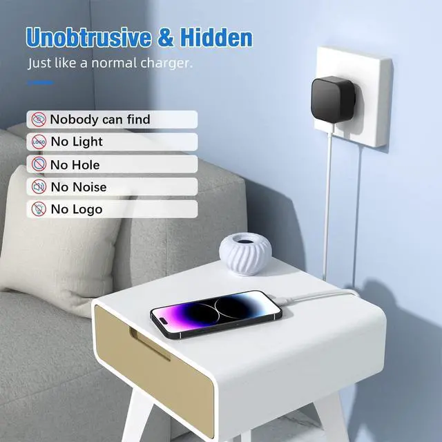 Alt view image 2 of 5 - LIZVIE Phone Charger Camera, 2.4G WiFi Wide-Angle 170 /Motion Detection/SD Storage/Free App Remote View/1080P Hidden Camera for Home Security Office Indoor.