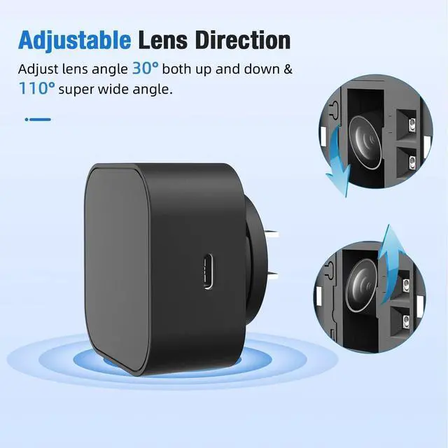 Alt view image 5 of 5 - LIZVIE Phone Charger Camera, 2.4G WiFi Wide-Angle 170 /Motion Detection/SD Storage/Free App Remote View/1080P Hidden Camera for Home Security Office Indoor.