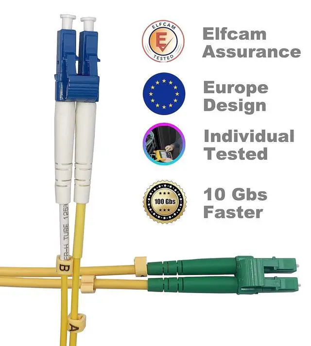 Alt view image 4 of 5 - Elfcam - 25m/82.02ft Fiber Optic Cable LCA to LC/UPC OS2 Singlemode Duplex 9/125um LSZH, Yellow, 25 Meter