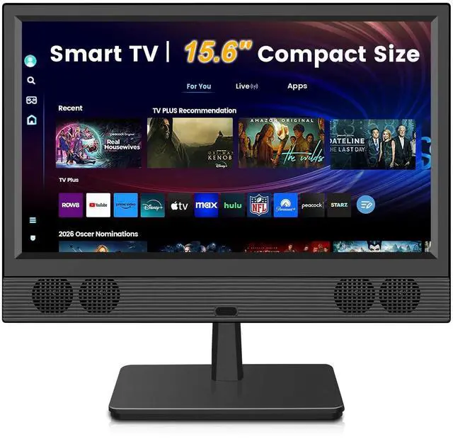 Main image of Feihe 15.6 Inch Small Smart TV - Full HD 1080p Compact Flat Screen Smart Television with Wi/Fi, Bluetooth, Voice Remote for Kitchen, Bedroom, RV