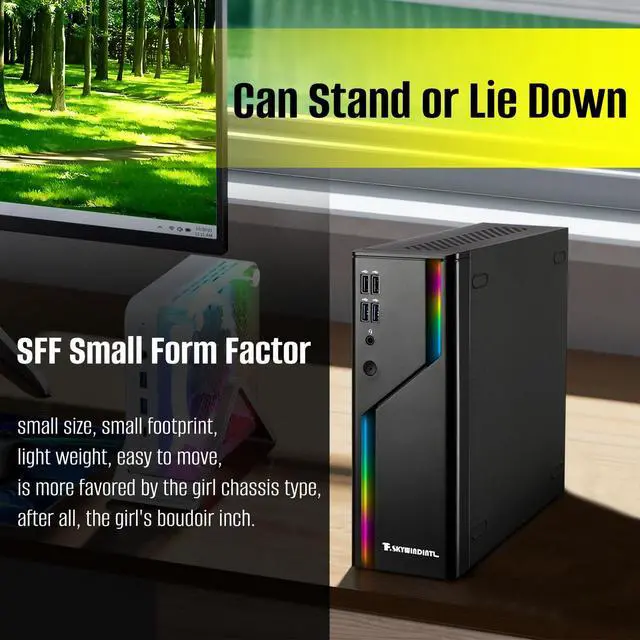 Alt view image 3 of 5 - D32R Mini ITX Case ARGB Small Form Factor SFF Mini-Tower HTPC 0.8mm SPCC