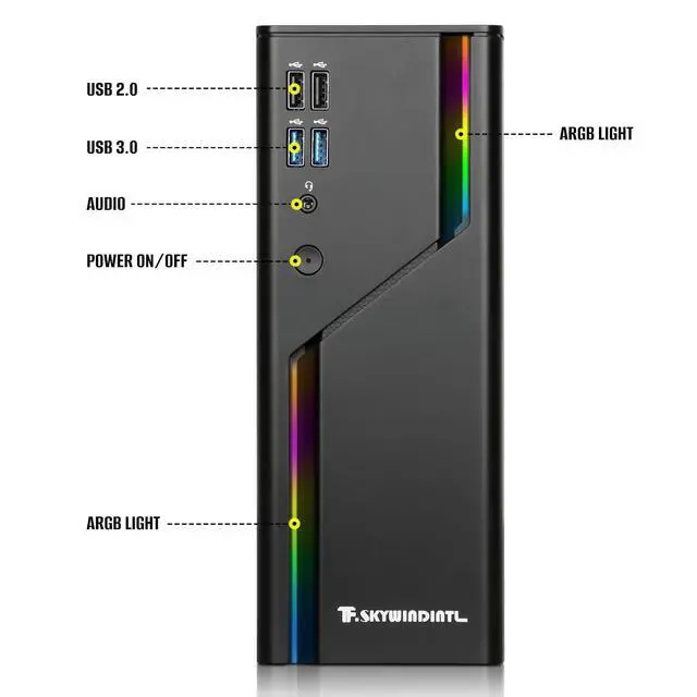 Alt view image 5 of 5 - D32R Mini ITX Case ARGB Small Form Factor SFF Mini-Tower HTPC 0.8mm SPCC