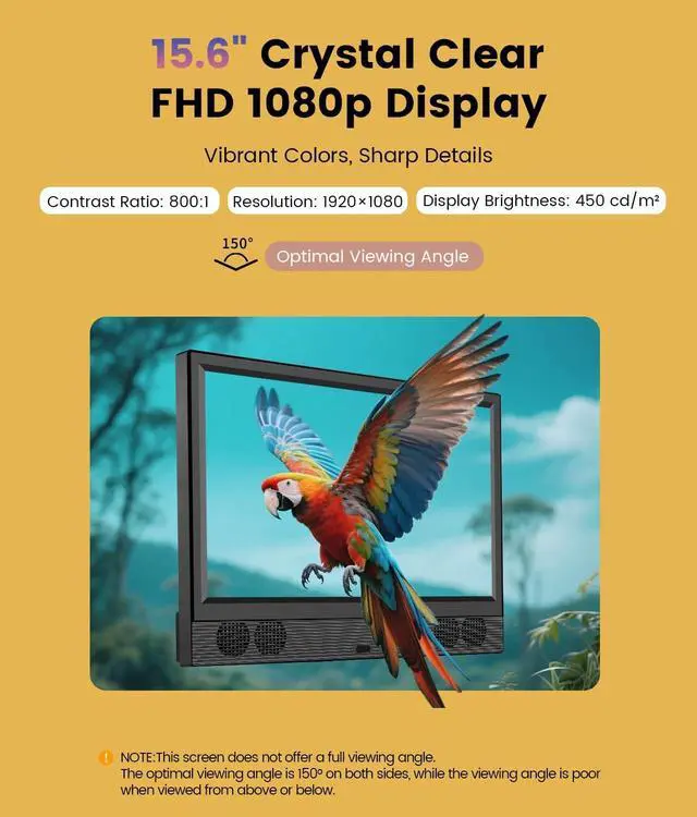 Alt view image 3 of 5 - Feihe 15.6 Inch Small Smart TV - Full HD 1080p Compact Flat Screen Smart Television with Wi/Fi, Bluetooth, Voice Remote for Kitchen, Bedroom, RV