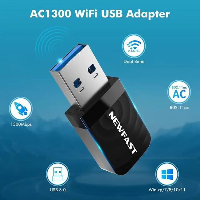 Alt view image 2 of 5 - NEWFAST AC1300 Nano USB WiFi Adapter NF-U323, 2.4G/5G Dual Band WiFi Adapter for Desktop PC, MU-MIMO WiFi Dongle, USB 3.0, Supports Windows 11/10/8.1/8/7/XP, Mac OS 10.11-10.15