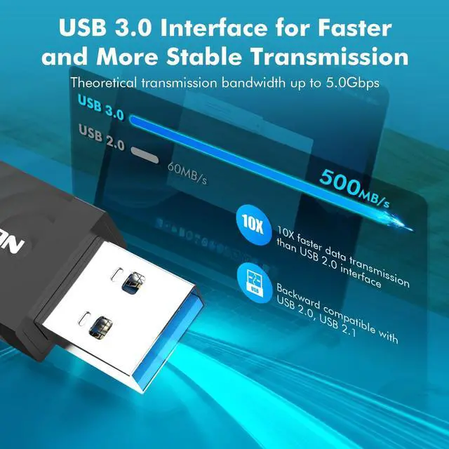 Alt view image 4 of 5 - NEWFAST AC1300 Nano USB WiFi Adapter NF-U323, 2.4G/5G Dual Band WiFi Adapter for Desktop PC, MU-MIMO WiFi Dongle, USB 3.0, Supports Windows 11/10/8.1/8/7/XP, Mac OS 10.11-10.15