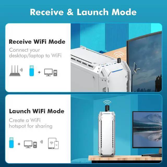 Alt view image 5 of 5 - NEWFAST AC1300 Nano USB WiFi Adapter NF-U323, 2.4G/5G Dual Band WiFi Adapter for Desktop PC, MU-MIMO WiFi Dongle, USB 3.0, Supports Windows 11/10/8.1/8/7/XP, Mac OS 10.11-10.15