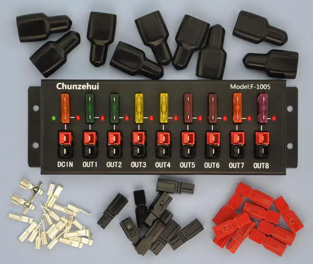Alt view image 2 of 5 - Chunzehui F-1005 9 Port 40A Connector Power Splitter Distributor Source Strip, 1 Input and 8 Output.