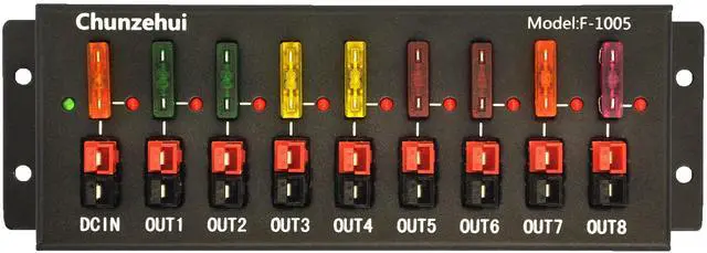 Main image of Chunzehui F-1005 9 Port 40A Connector Power Splitter Distributor Source Strip, 1 Input and 8 Output.