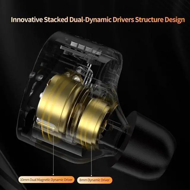 Alt view image 5 of 5 - KZ Castor Improved Bass Earbuds with Microphone (Tuning)