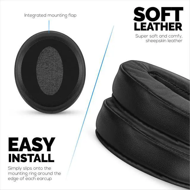 Alt view image 4 of 5 - Replacement Earpads for Sennheiser HD4.50BT HD4.50BTNC HD450BT HD4.50SE HD4.40BT HD4.30G HD4.20S HD458BT HD450 HD400S HD 350BT. Soft Real Leather + Memory Foam for Extra Comfort - By Brainwavz (Black)