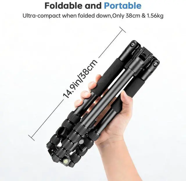 Alt view image 2 of 5 - TONYBOO 61.5" Camera Tripod, Heavy Duty Travel Tripod Monopod for Camera, Reversible Lightweight Tripod Stand with 360 Ball Head,Max Load 22lbs/10kg for DSLR Mirrorless Camcorders Phone