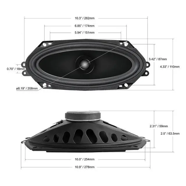 Alt view image 5 of 5 - 4x10 Speaker,Dual Cone Car Speaker,4x10 Door speaker Single Unit,Full Range,4 Ohm,Wide Frequency Response,Enhanced Bass,Polypropylene Cone,Rubber Surround,OEM Replacement,Coaxial,Car Stereo System