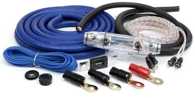 Main image of KnuKonceptz KCA 1/0 Gauge Complete 2 Channel Subwoofer Amplifier Installation Wiring Kit - Blue