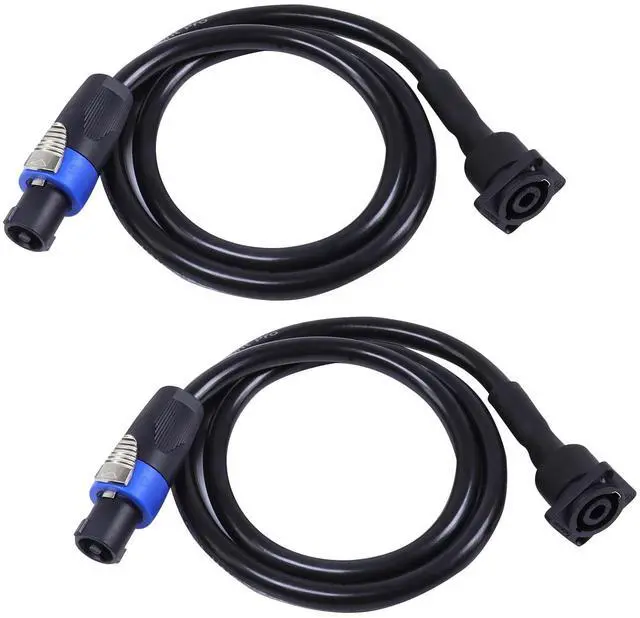 Main image of HBU True 4 Conductor Pack of 2 Speakon Panel Mount Socket to Speakon Cable - 2 Packs 3.3 Feet 4 Core SpeakON Male to Female Audio Extension Wire with Twist Lock (4 Conductors)