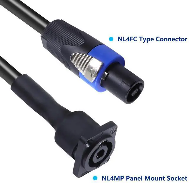 Alt view image 2 of 5 - HBU True 4 Conductor Pack of 2 Speakon Panel Mount Socket to Speakon Cable - 2 Packs 3.3 Feet 4 Core SpeakON Male to Female Audio Extension Wire with Twist Lock (4 Conductors)