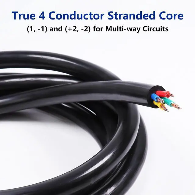 Alt view image 3 of 5 - HBU True 4 Conductor Pack of 2 Speakon Panel Mount Socket to Speakon Cable - 2 Packs 3.3 Feet 4 Core SpeakON Male to Female Audio Extension Wire with Twist Lock (4 Conductors)