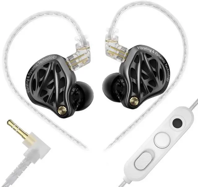 Main image of KZA COUSTICS KZ Vibe X IEM, 2DD in Ear Monitor with Haptic Bass Vibrations, Sound Isolating Earphones with Mic, Secure in-Ear Fit HiFi Wired Earbuds for Musician, Audiophiles(3.5mm, with Mic)